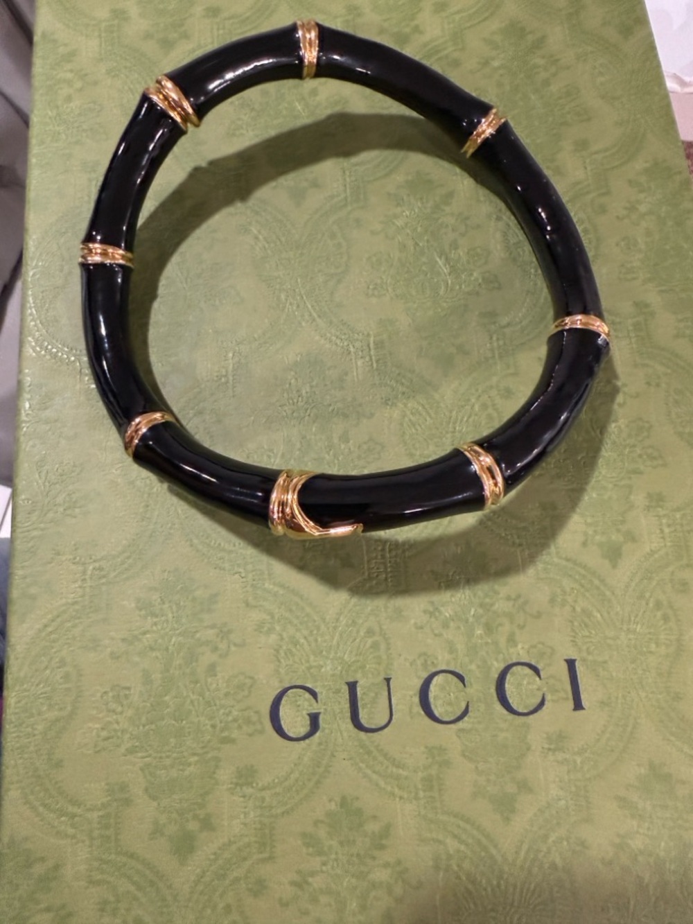 Gucci Black and Gold Bamboo-Style Choker Necklace